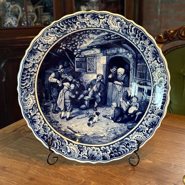Delfts Blauw bord De Vioolspeler van Van Ostade