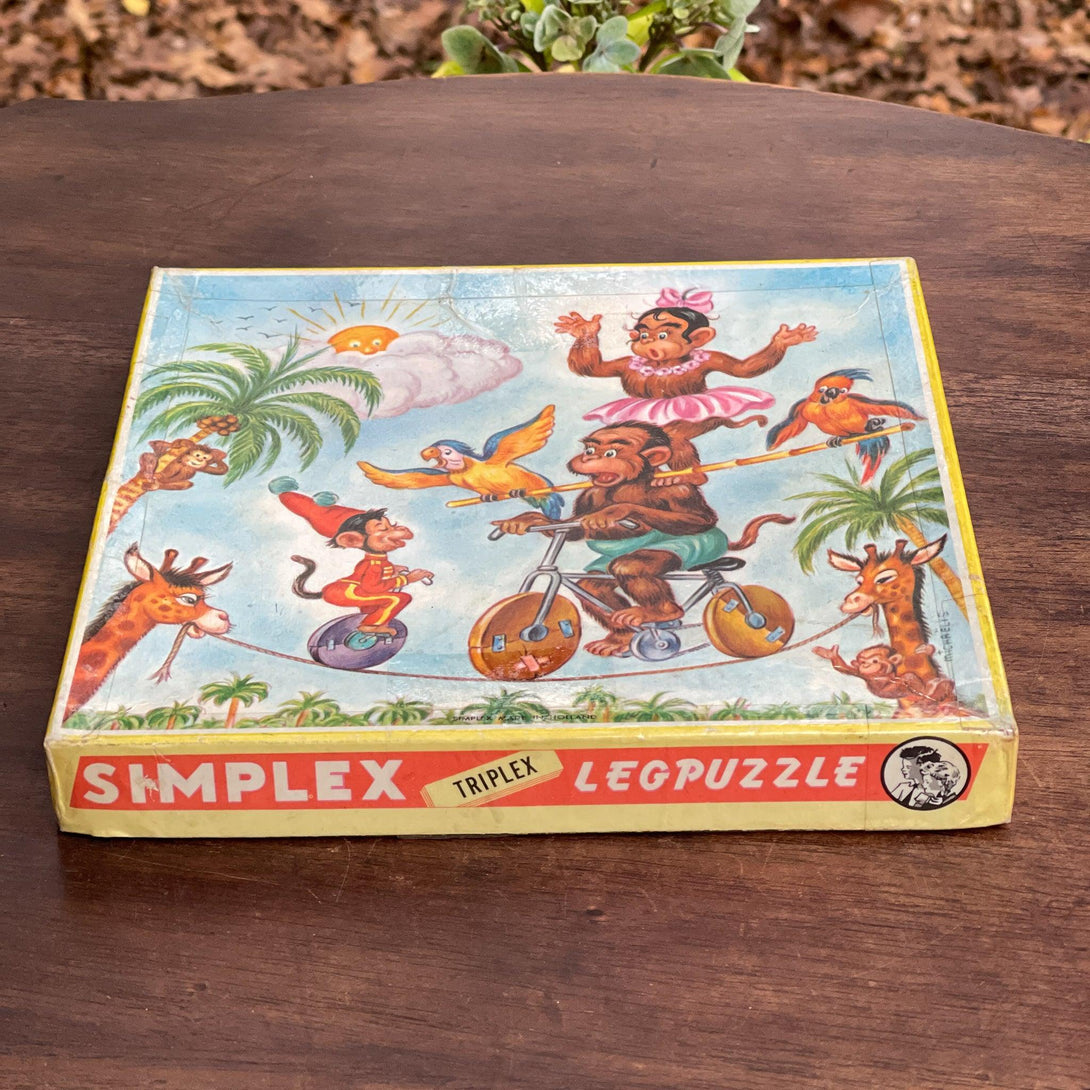 Zeldzame dubbele vintage Simplex jigsaw puzzel van hout - Bamestra Curiosa