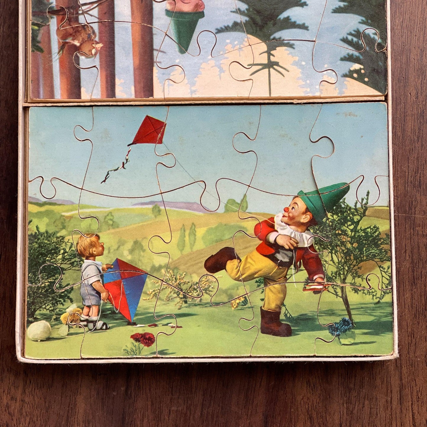 Zeldzamedubbele vintage jigsaw puzzel met kabouters - Bamestra Curiosa